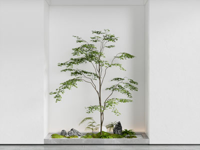 新中式室内假山 树木景观园艺小品