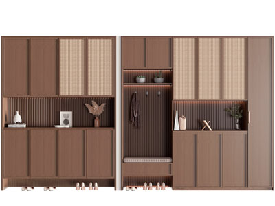 侘寂风中古风玄关鞋柜3d模型 侘寂风中古风玄关鞋柜