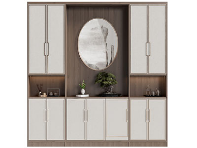 新中式入户鞋帽柜 装饰柜3d模型 新中式入户鞋帽柜 装饰柜