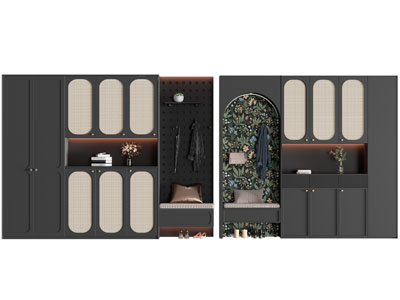 法式实木玄关鞋柜3d模型 法式实木玄关鞋柜