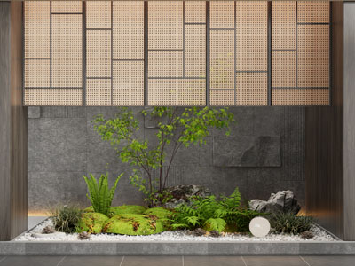 侘寂风室内花草景观园艺小品