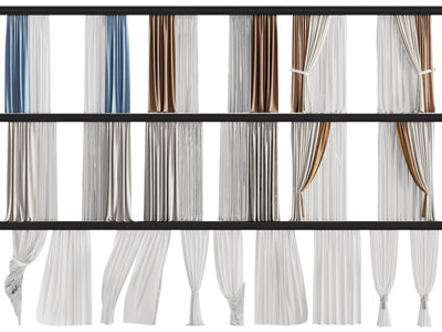 现代窗帘窗纱3d模型 现代窗帘窗纱