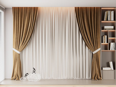 现代布艺窗帘窗纱3d模型 现代布艺窗帘窗纱