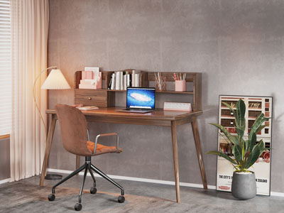 北欧实木书桌椅组合3d模型 北欧实木书桌椅组合