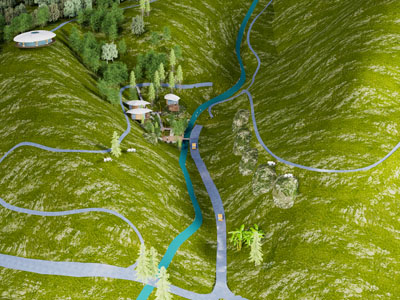 现代山脉 山形地势 山谷 景观