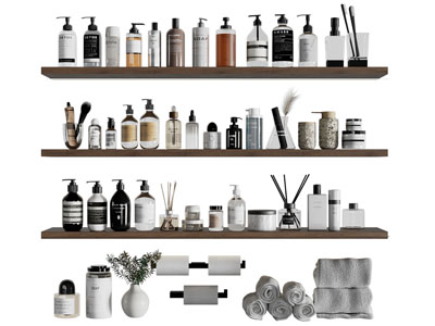 现代洗浴用品 化妆品 毛巾摆件组合 卫浴小件