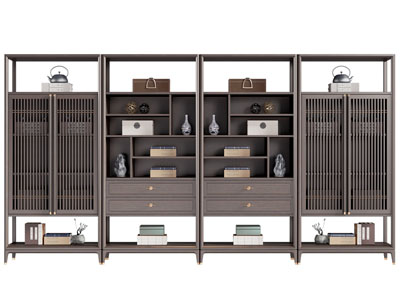 新中式博古架 装饰柜3d模型 新中式博古架 装饰柜