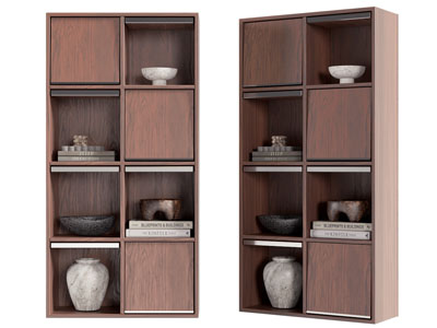 现代中古风实木装饰柜3d模型 现代中古风实木装饰柜