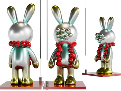现代兔子雕塑雕刻 摆件组合3d模型 现代兔子雕塑雕刻 摆件组合