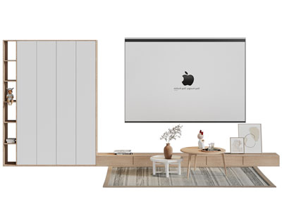 现代装饰柜 电视柜 投影幕布 茶几3d模型 现代装饰柜 电视柜 投影幕布 茶几