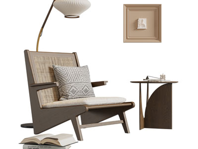 侘寂风休闲椅子 边几 落地灯