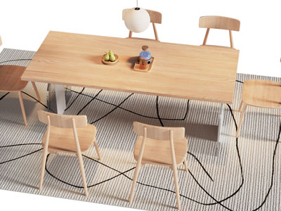 北欧实木长方形餐桌椅组合