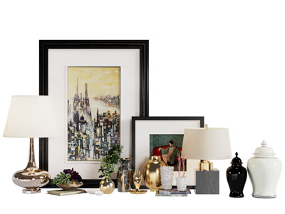 现代台灯 盆栽 装饰画 摆件组合