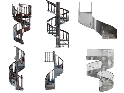 现代旋转楼梯3d模型 现代旋转楼梯