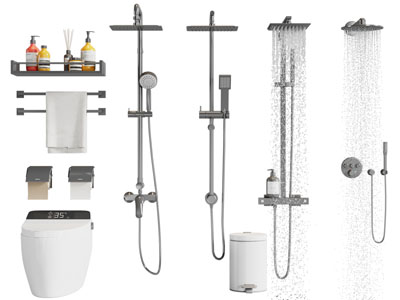 现代淋浴花洒 马桶 毛巾架