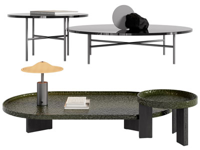 现代拼接椭圆形茶几3d模型 现代拼接椭圆形茶几