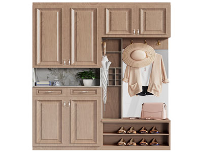 现代实木玄关鞋柜3d模型 现代实木玄关鞋柜