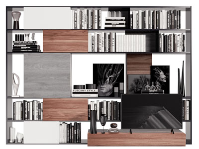 现代开放式装饰柜 书柜3d模型 现代开放式装饰柜 书柜