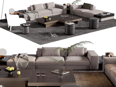 现代布艺转角多人沙发 休闲椅子 茶几组合