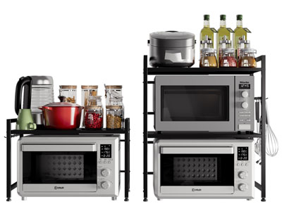 现代微波炉 调味瓶 厨具收纳架