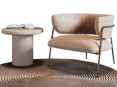 现代休闲椅子 边几