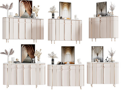 现代玄关柜 边柜 摆件组合3d模型 现代玄关柜 边柜 摆件组合