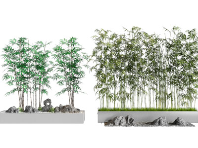 新中式竹子 石头 景观园艺小品