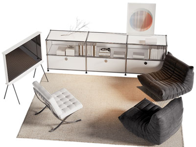 现代玄关柜 边柜 懒人沙发 支架电视机3d模型 现代玄关柜 边柜 懒人沙发 支架电视机