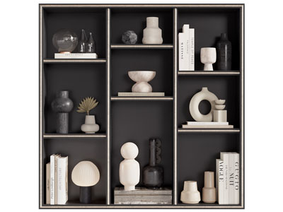 现代装饰柜 陶瓷器皿 摆件组合3d模型 现代装饰柜 陶瓷器皿 摆件组合