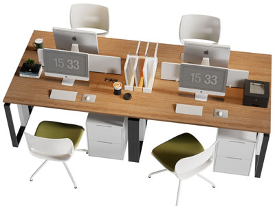 现代实木办公桌椅组合