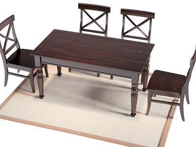 美式实木长方形餐桌椅组合
