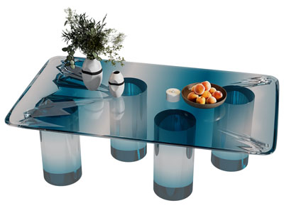 现代蓝色亚克力长方形茶几3d模型 现代蓝色亚克力长方形茶几