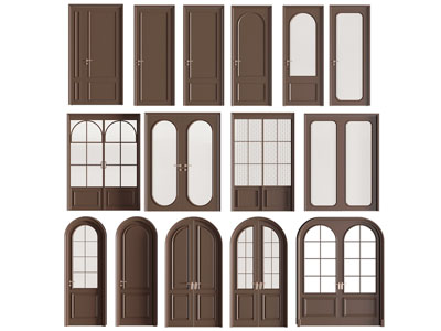 法式木门 玻璃门 双开门 门拱 平开门