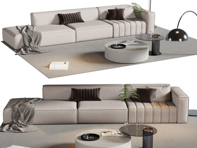 现代多人沙发 茶几组合