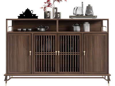 新中式实木茶柜 餐边柜3d模型 新中式实木茶柜 餐边柜