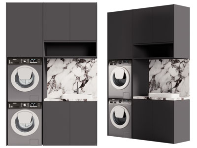 现代阳台洗衣机收纳柜3d模型 现代阳台洗衣机收纳柜