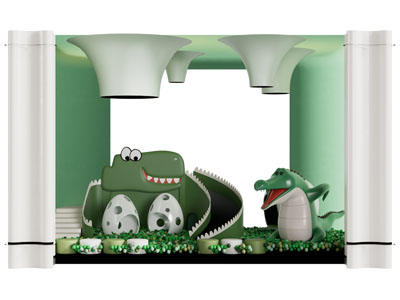 现代卡通动物美陈摆件组合