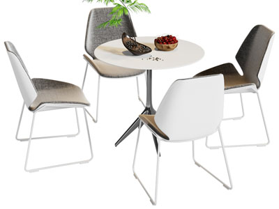 现代圆形休闲餐桌椅组合