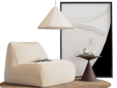 现代懒人沙发 地画 落地灯