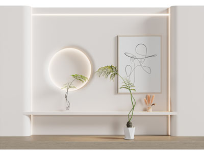 现代花瓶花卉 壁灯背景墙3d模型 现代花瓶花卉 壁灯背景墙