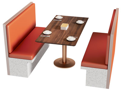 现代饭店卡座餐桌椅组合