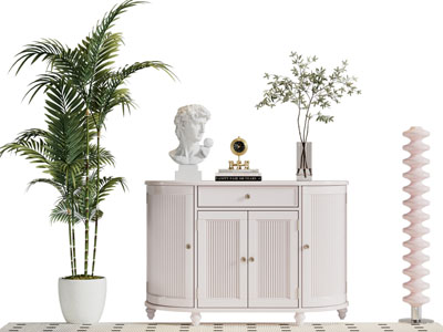 美式玄关柜 边柜 落地灯3d模型 美式玄关柜 边柜 落地灯