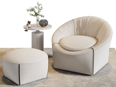 现代单人沙发 脚蹬 坐墩