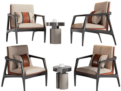 新中式休闲椅子 边几