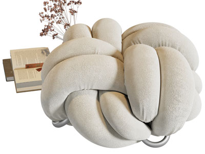 现代绳结造型沙发凳子 书本摆件组合