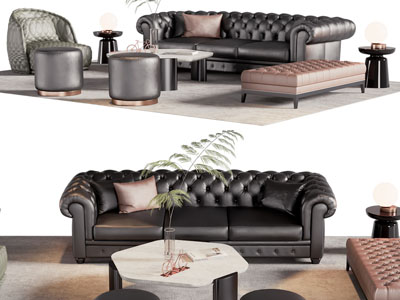 法式多人沙发 沙发凳子和茶几组合