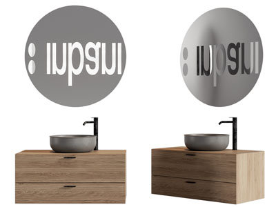 现代实木洗手台 镜子