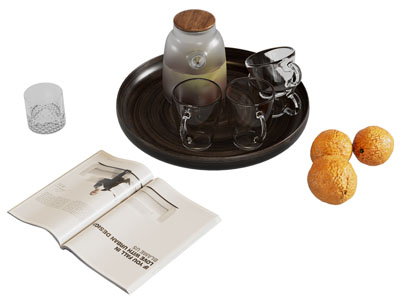 现代托盘茶壶 茶具杯子 书本 摆件组合