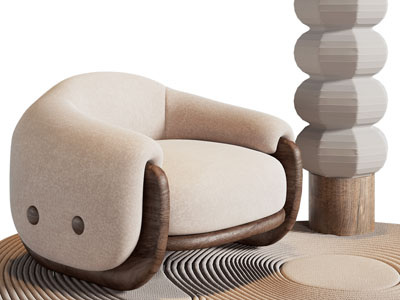 侘寂风单人沙发 落地灯