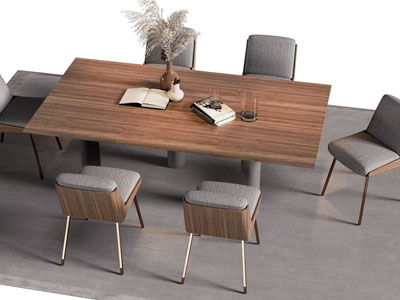 现代实木长方形餐桌椅组合